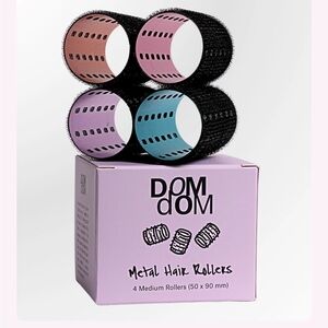 Metal Hair Rollers - Black, Pink, and Blue